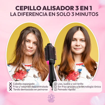Cepillo Alisador 3 en 1 - Cabello liso, brillante y sin frizz en solo minutos