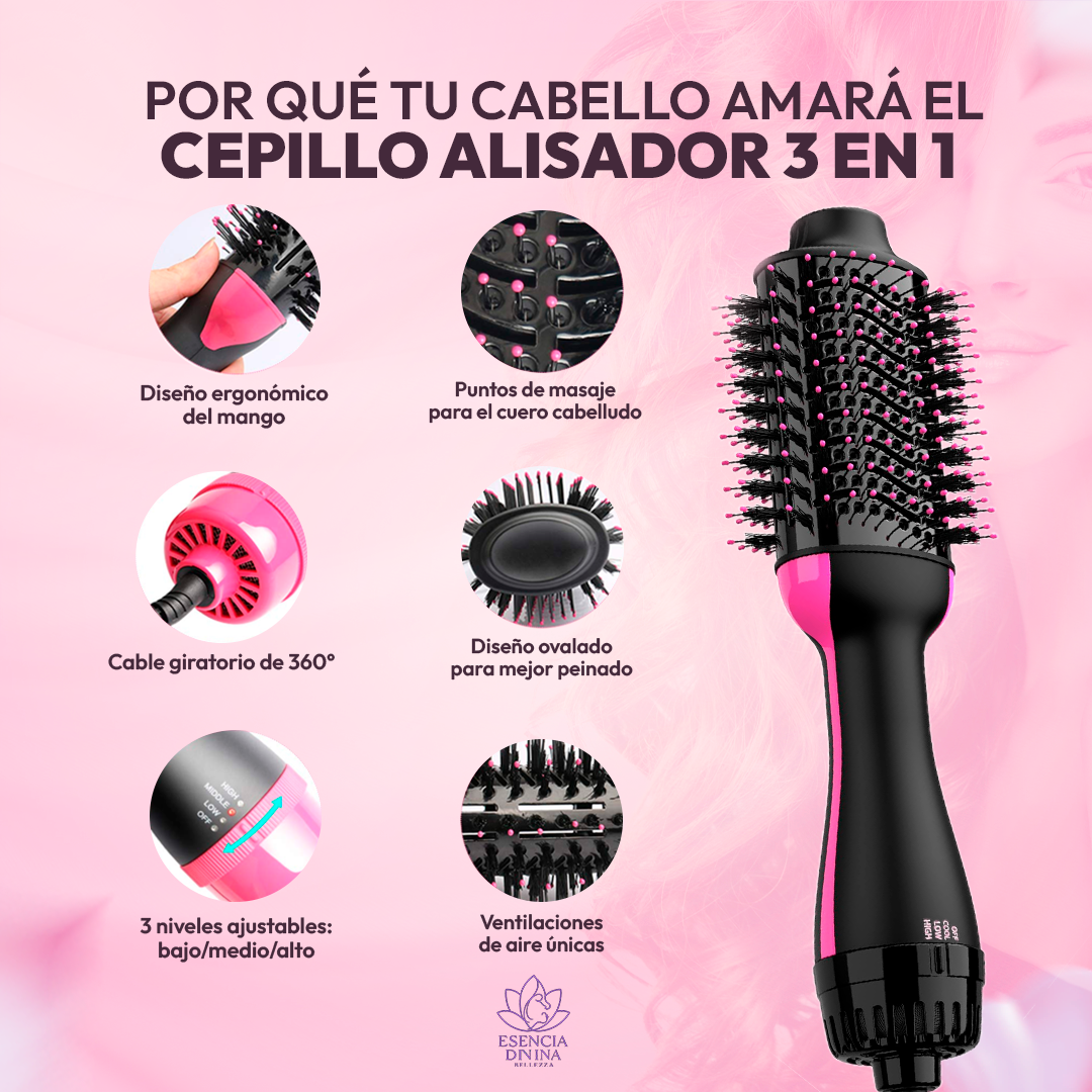 Cepillo Alisador 3 en 1 - Cabello liso, brillante y sin frizz en solo minutos