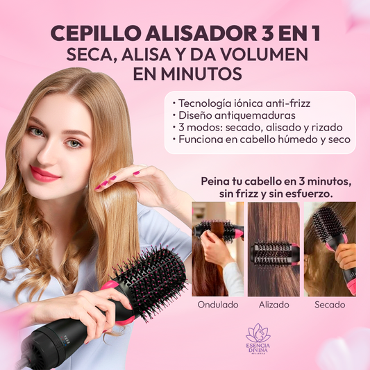 Cepillo Alisador 3 en 1 - Cabello liso, brillante y sin frizz en solo minutos